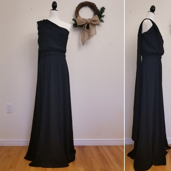 CO One-Shoulder Maxi Dress, Black, M - Picture 1 of 8